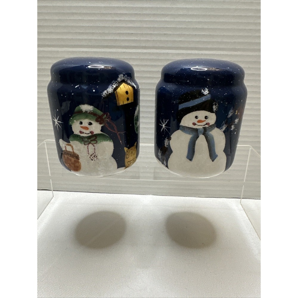 Crazy Mountain Ceramic Snowman Salt & Pepper Shaker Set.